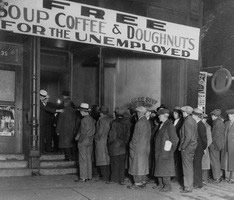 Notorious gangster Al Capone attempts to help unemployed men with his soup kitchen